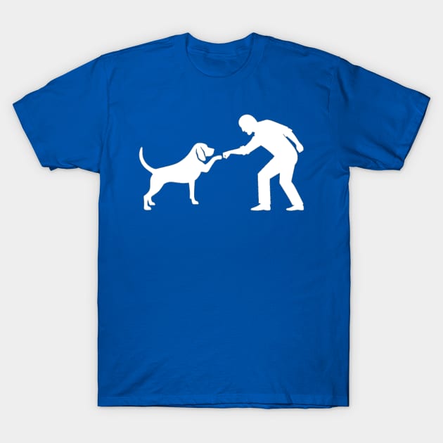 Fist bump between man and dog T-Shirt by NebulaWave